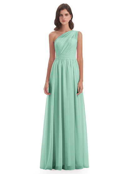 Karlie Floor Length One Shoulder Chiffon Bridesmaid Dresses