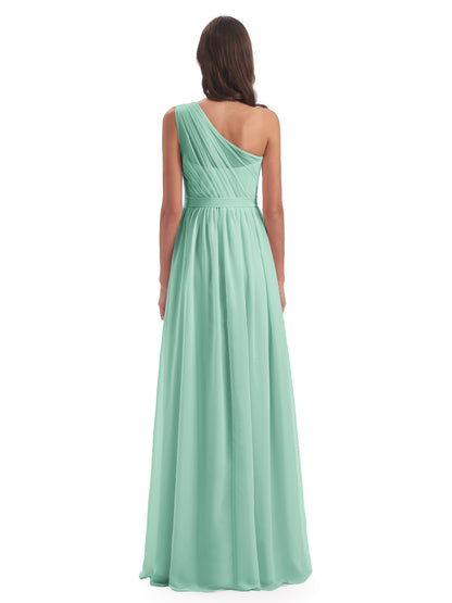 Karlie Floor Length One Shoulder Chiffon Bridesmaid Dresses