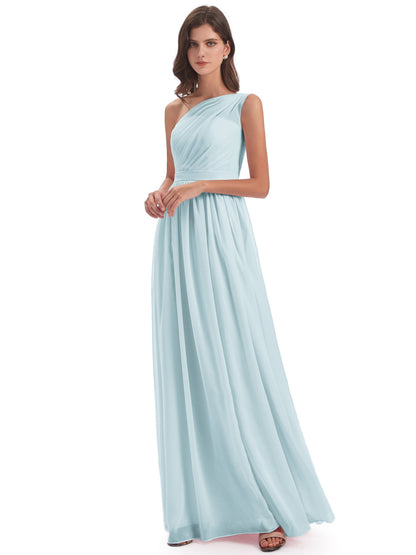 Karlie Floor Length One Shoulder Chiffon Bridesmaid Dresses