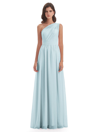 Karlie Floor Length One Shoulder Chiffon Bridesmaid Dresses