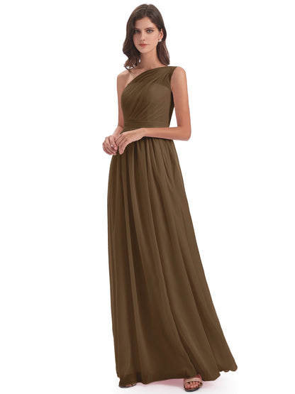 Karlie Floor Length One Shoulder Chiffon Bridesmaid Dresses