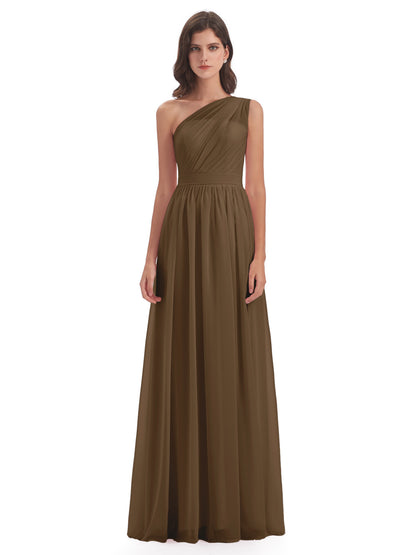 Karlie Floor Length One Shoulder Chiffon Bridesmaid Dresses
