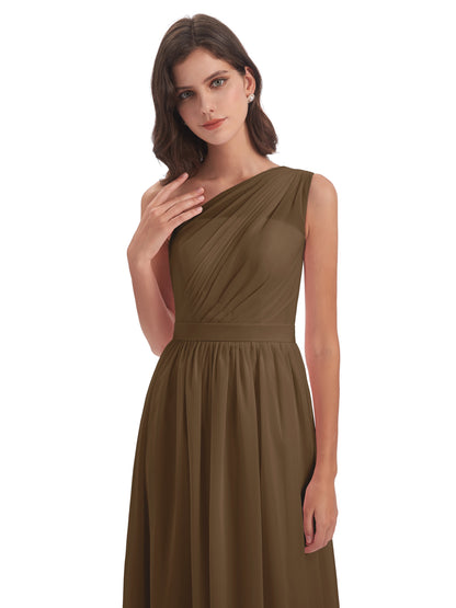 Karlie Floor Length One Shoulder Chiffon Bridesmaid Dresses