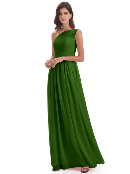 Karlie Floor Length One Shoulder Chiffon Bridesmaid Dresses