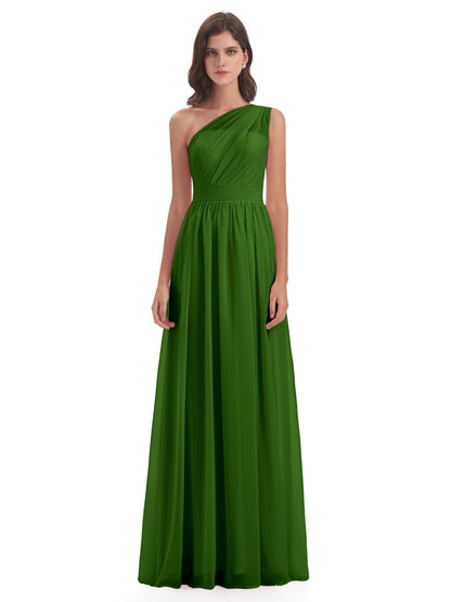 Karlie Floor Length One Shoulder Chiffon Bridesmaid Dresses