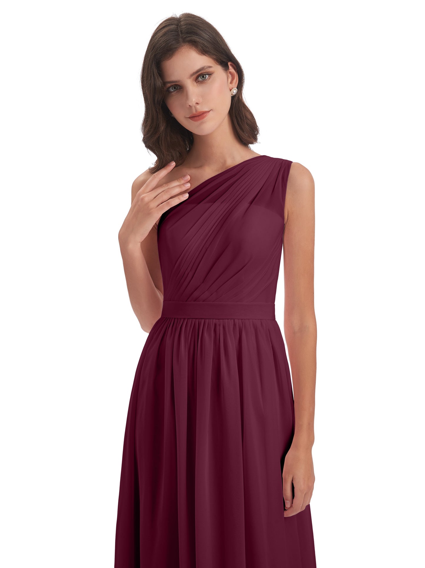 Karlie Floor Length One Shoulder Chiffon Bridesmaid Dresses