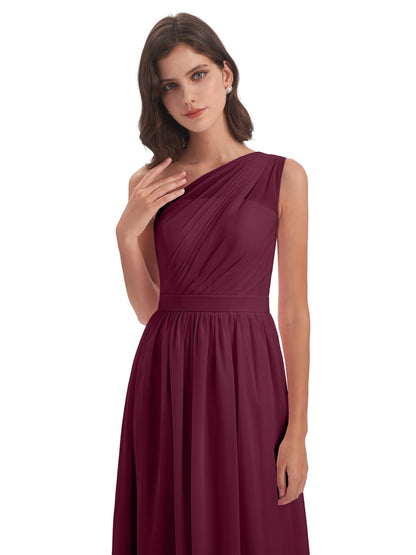 Karlie Floor Length One Shoulder Chiffon Bridesmaid Dresses