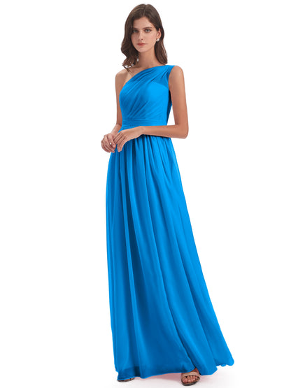 Karlie Floor Length One Shoulder Chiffon Bridesmaid Dresses