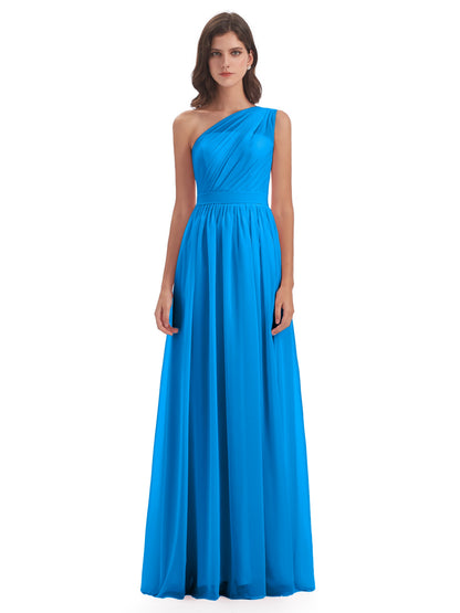Karlie Floor Length One Shoulder Chiffon Bridesmaid Dresses