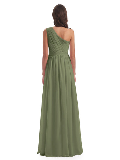 Karlie Floor Length One Shoulder Chiffon Bridesmaid Dresses