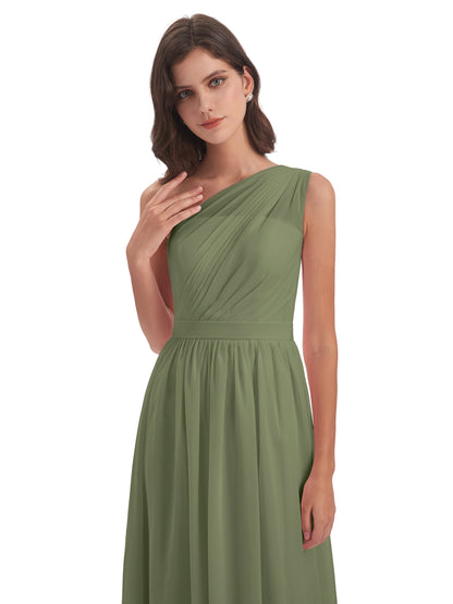 Karlie Floor Length One Shoulder Chiffon Bridesmaid Dresses