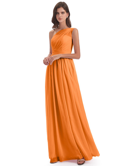 Karlie Floor Length One Shoulder Chiffon Bridesmaid Dresses