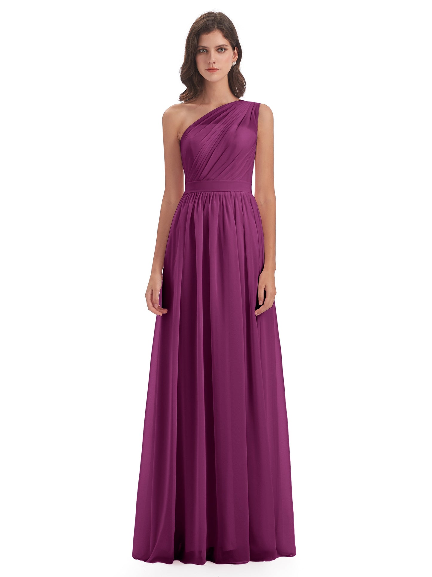 Karlie Floor Length One Shoulder Chiffon Bridesmaid Dresses