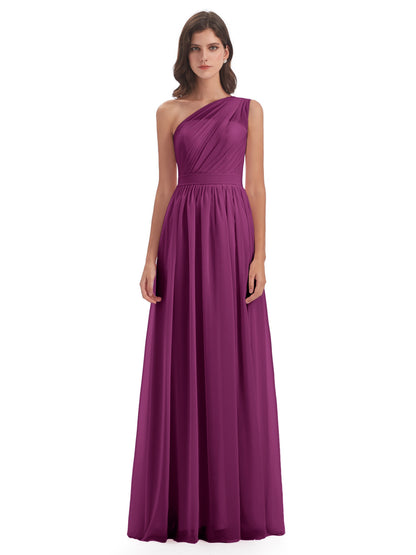 Karlie Floor Length One Shoulder Chiffon Bridesmaid Dresses