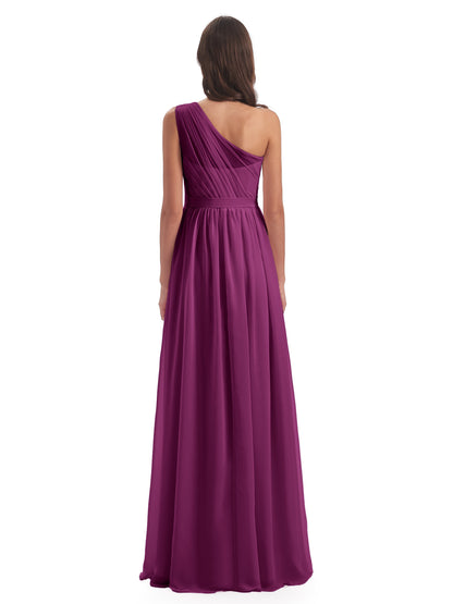 Karlie Floor Length One Shoulder Chiffon Bridesmaid Dresses