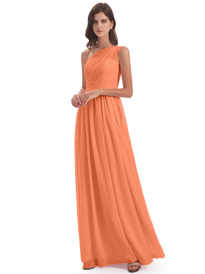 Karlie Floor Length One Shoulder Chiffon Bridesmaid Dresses