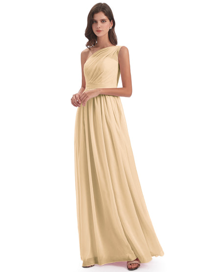 Karlie Floor Length One Shoulder Chiffon Bridesmaid Dresses