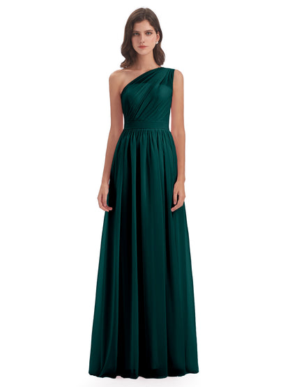 Karlie Floor Length One Shoulder Chiffon Bridesmaid Dresses