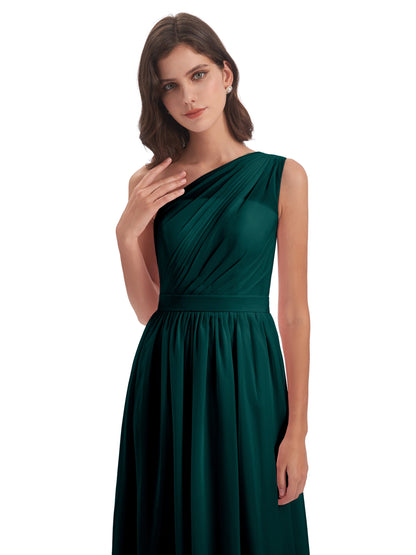 Karlie Floor Length One Shoulder Chiffon Bridesmaid Dresses