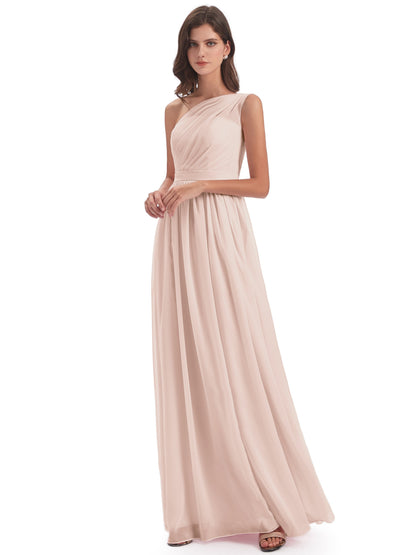 Karlie Floor Length One Shoulder Chiffon Bridesmaid Dresses