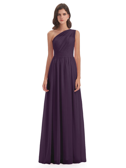 Karlie Floor Length One Shoulder Chiffon Bridesmaid Dresses