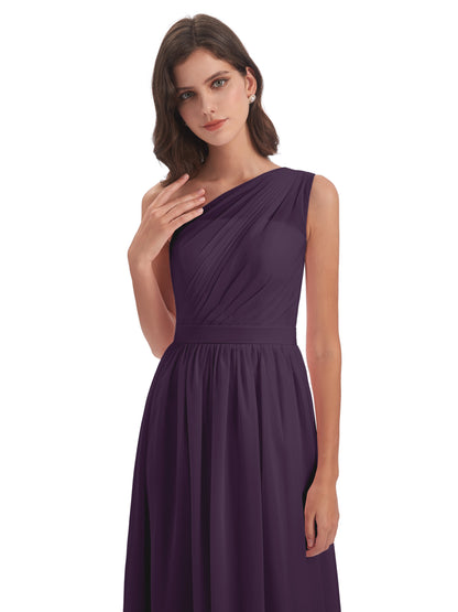 Karlie Floor Length One Shoulder Chiffon Bridesmaid Dresses