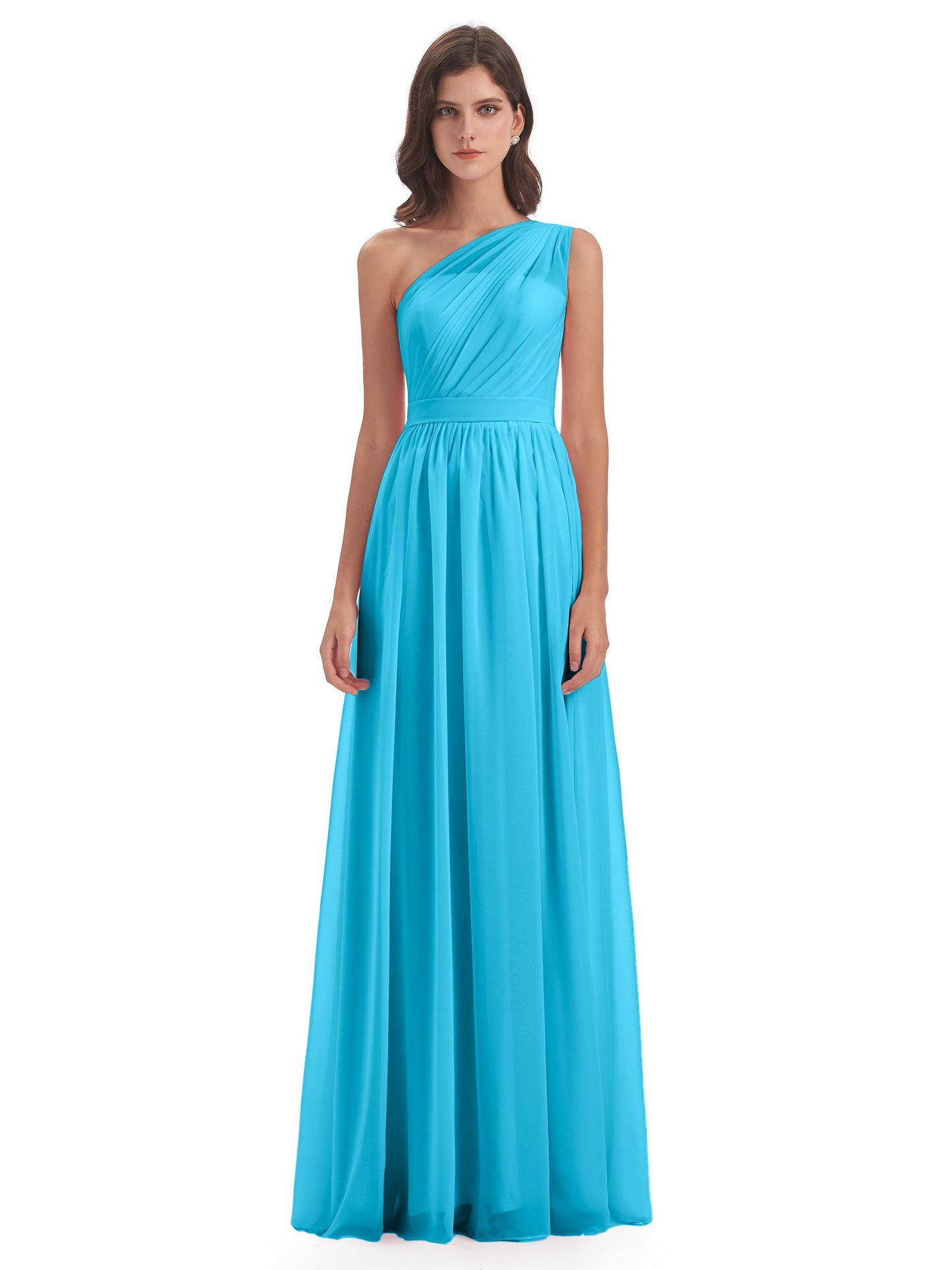 Karlie Floor Length One Shoulder Chiffon Bridesmaid Dresses