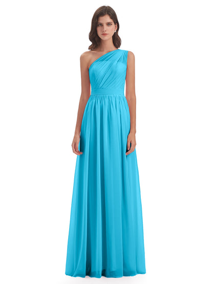 Karlie Floor Length One Shoulder Chiffon Bridesmaid Dresses