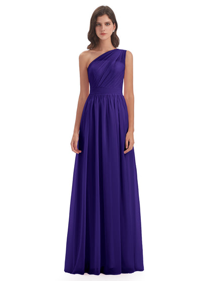 Karlie Floor Length One Shoulder Chiffon Bridesmaid Dresses