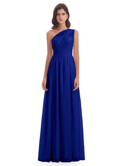 Karlie Floor Length One Shoulder Chiffon Bridesmaid Dresses