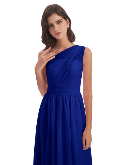 Karlie Floor Length One Shoulder Chiffon Bridesmaid Dresses
