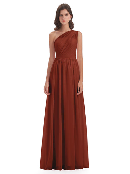 Karlie Floor Length One Shoulder Chiffon Bridesmaid Dresses