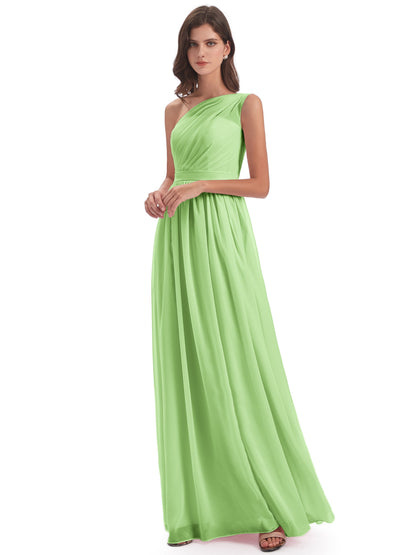 Karlie Floor Length One Shoulder Chiffon Bridesmaid Dresses
