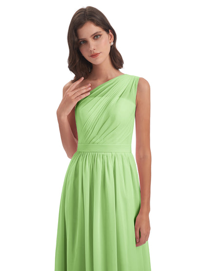 Karlie Floor Length One Shoulder Chiffon Bridesmaid Dresses