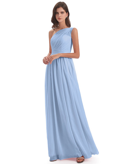 Karlie Floor Length One Shoulder Chiffon Bridesmaid Dresses