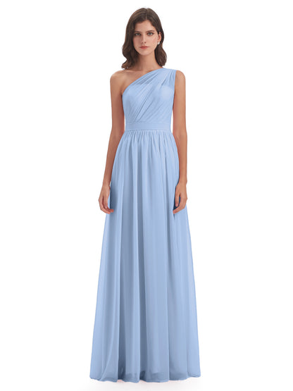 Karlie Floor Length One Shoulder Chiffon Bridesmaid Dresses