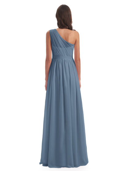 Karlie Floor Length One Shoulder Chiffon Bridesmaid Dresses