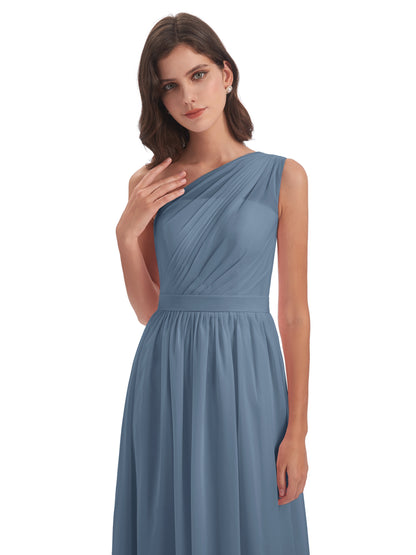 Karlie Floor Length One Shoulder Chiffon Bridesmaid Dresses