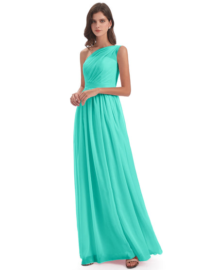 Karlie Floor Length One Shoulder Chiffon Bridesmaid Dresses