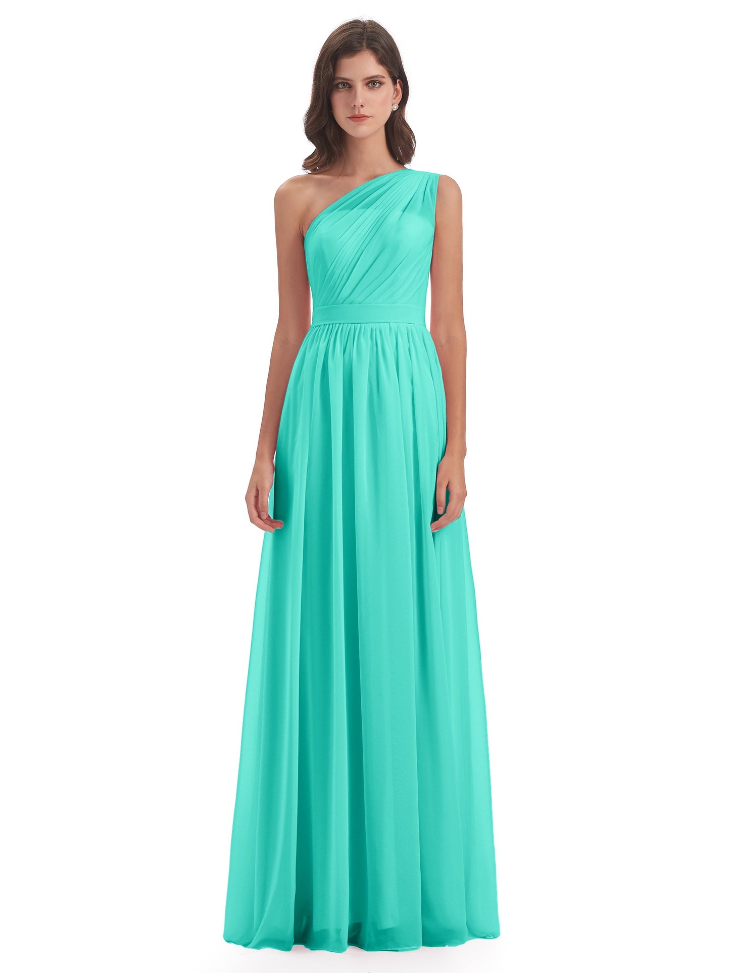 Karlie Floor Length One Shoulder Chiffon Bridesmaid Dresses
