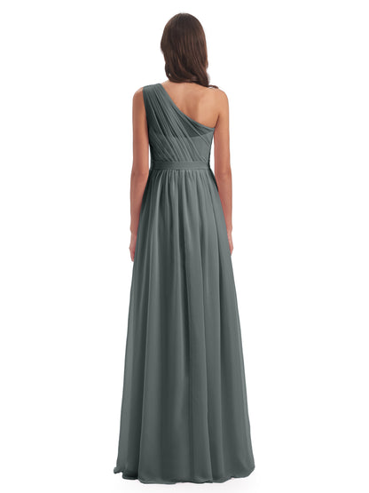 Karlie Floor Length One Shoulder Chiffon Bridesmaid Dresses