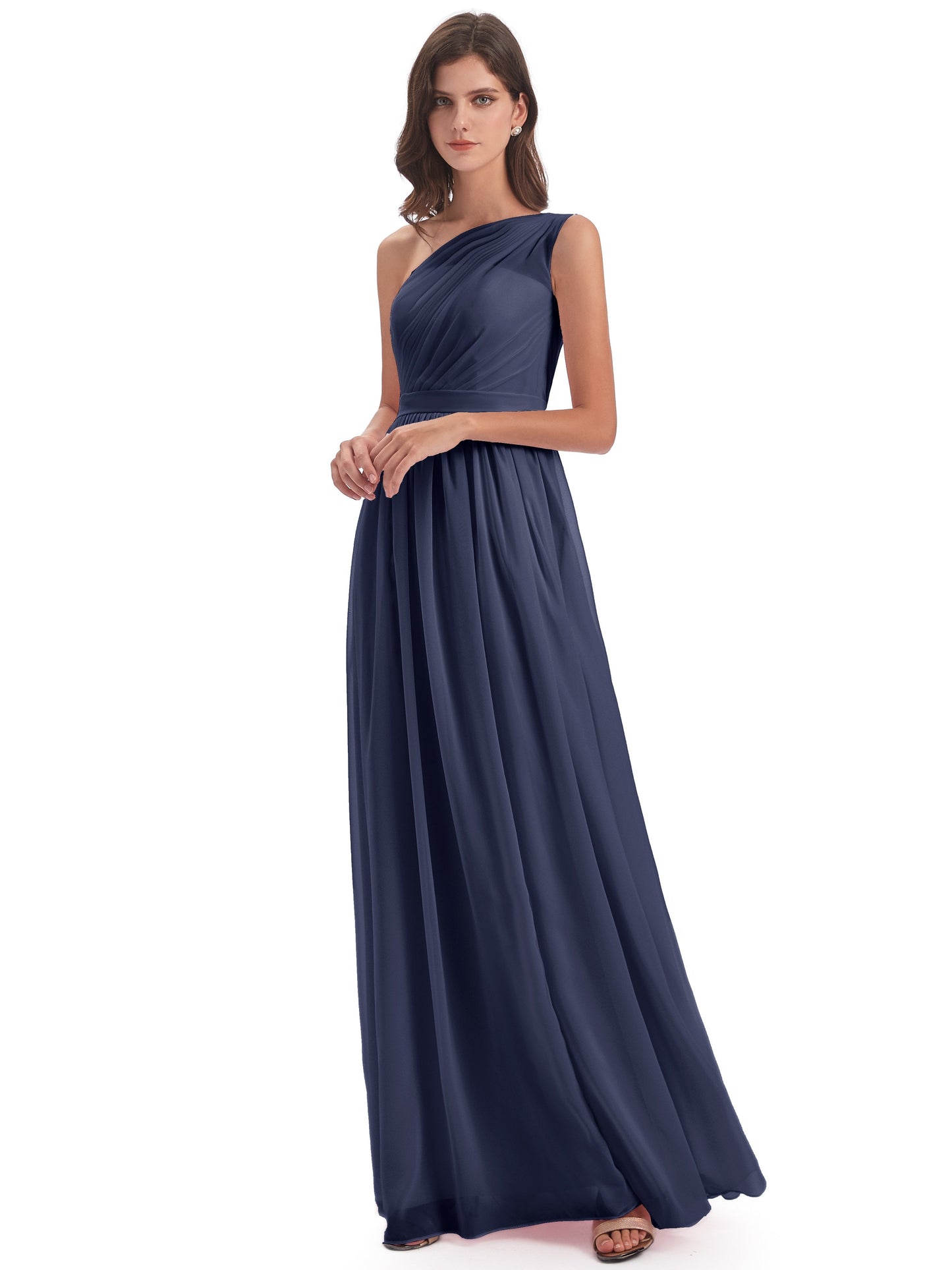 Karlie Floor Length One Shoulder Chiffon Bridesmaid Dresses