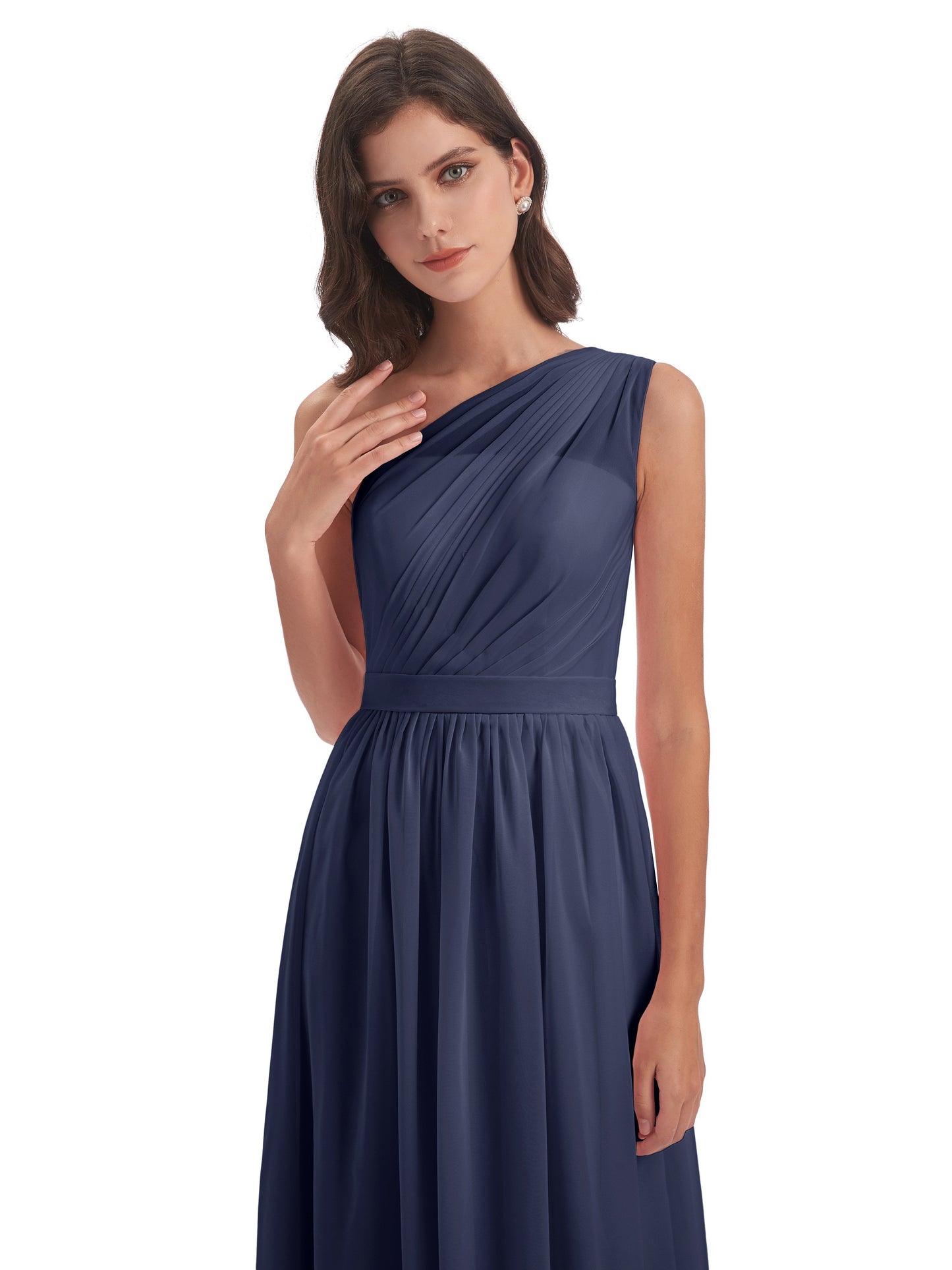 Karlie Floor Length One Shoulder Chiffon Bridesmaid Dresses