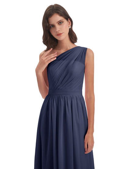 Karlie Floor Length One Shoulder Chiffon Bridesmaid Dresses