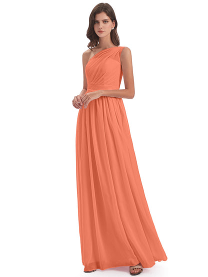 Karlie Floor Length One Shoulder Chiffon Bridesmaid Dresses