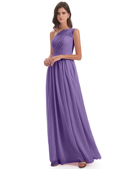 Karlie Floor Length One Shoulder Chiffon Bridesmaid Dresses