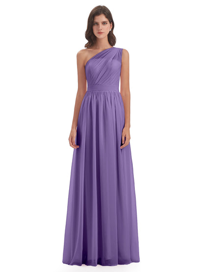 Karlie Floor Length One Shoulder Chiffon Bridesmaid Dresses