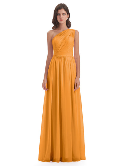 Karlie Floor Length One Shoulder Chiffon Bridesmaid Dresses