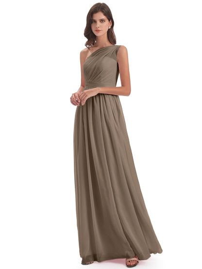 Karlie Floor Length One Shoulder Chiffon Bridesmaid Dresses