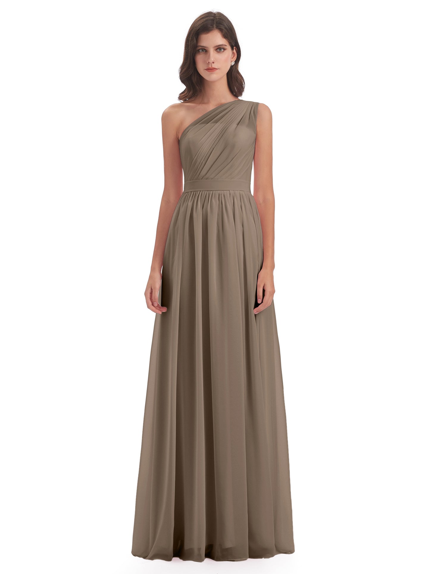 Karlie Floor Length One Shoulder Chiffon Bridesmaid Dresses